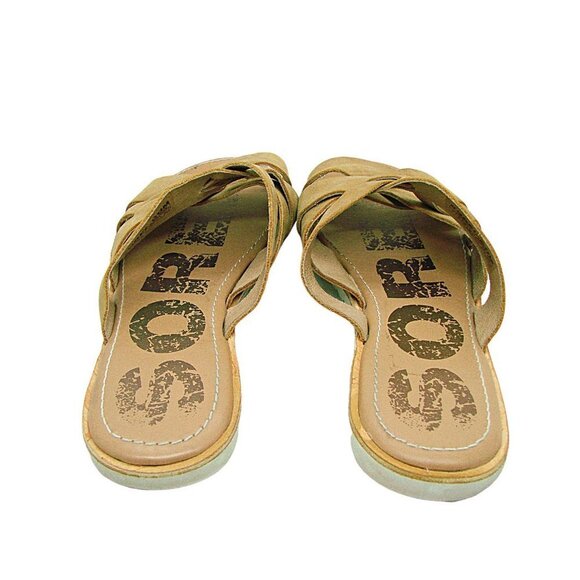 Sorel Womens Tan Ella Weave Leather Classic Open Toe Slip On Slide Sandal Size 7 - Picture 5 of 11